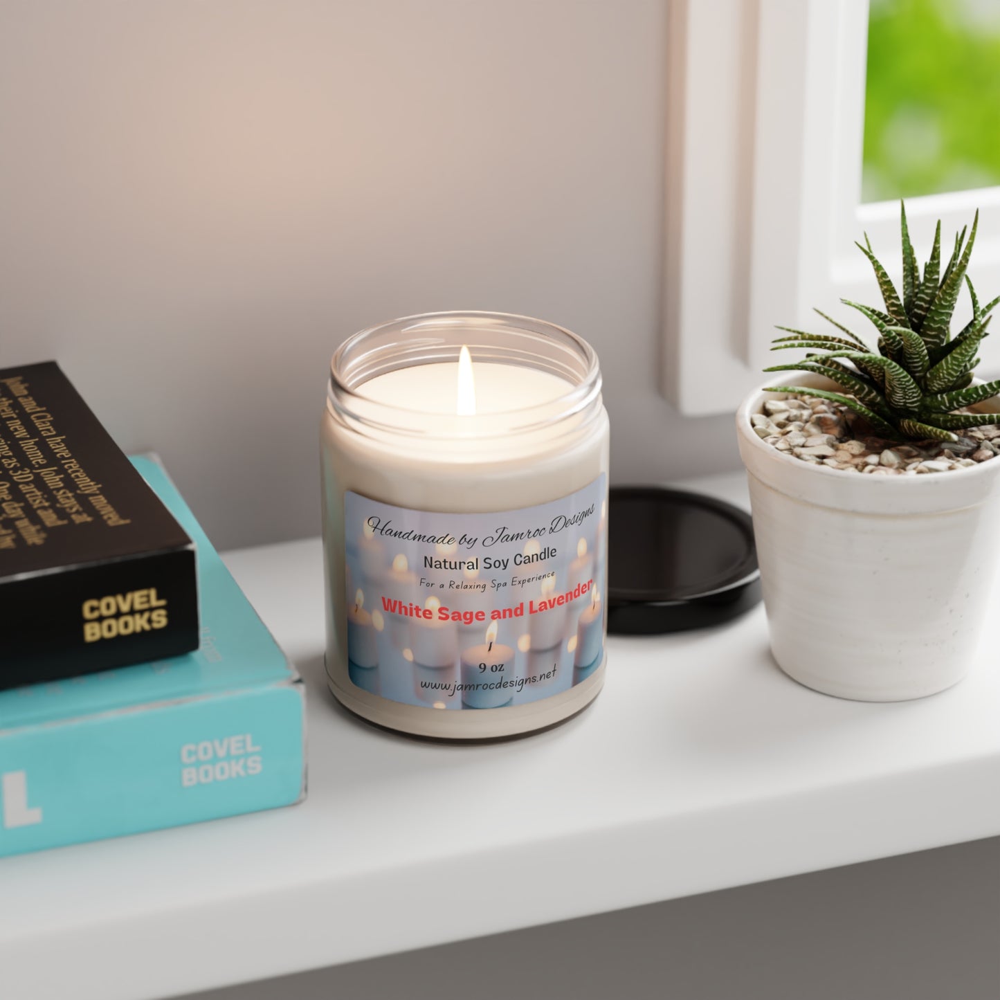 White Sage and Lavender Scented Soy Candle, 9oz