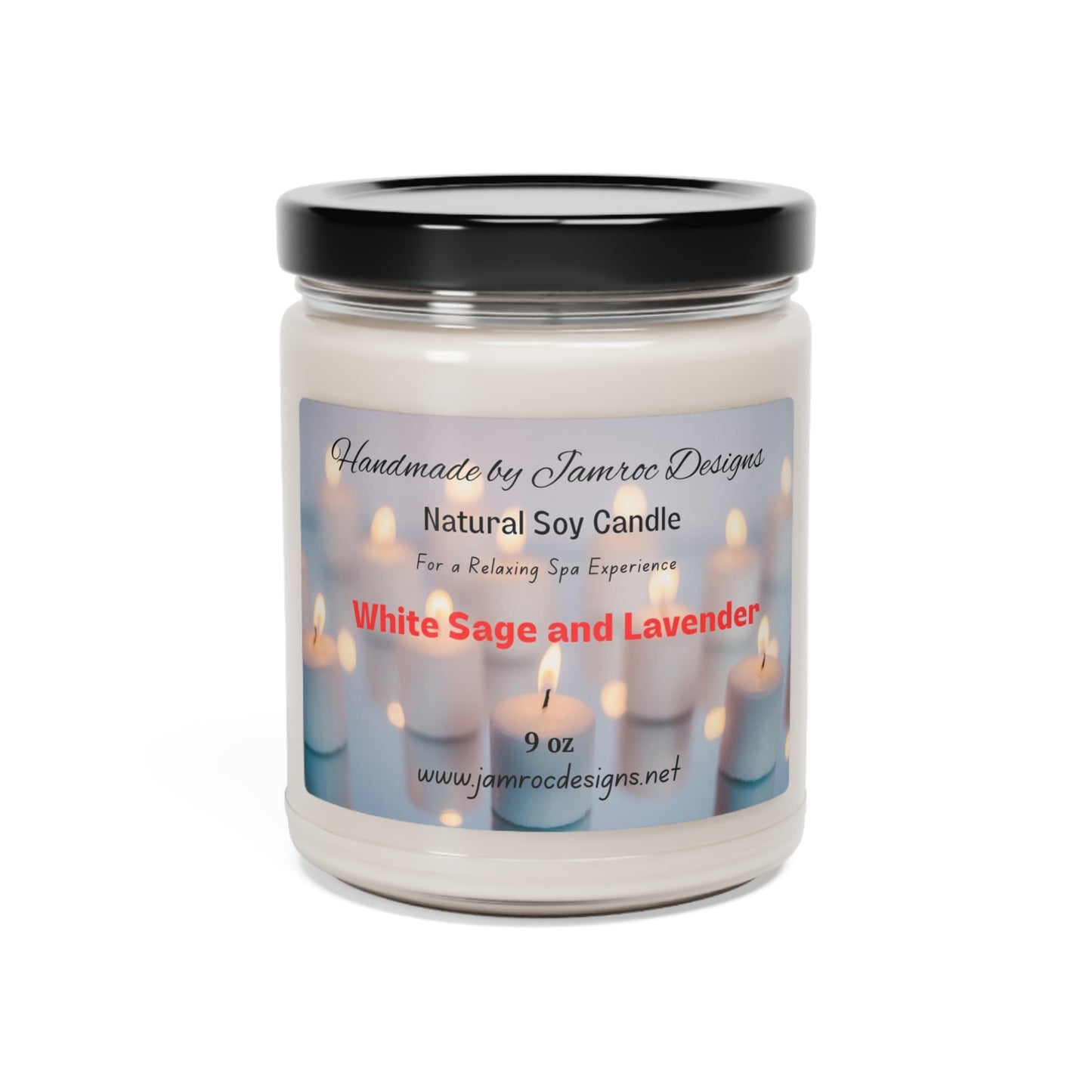 White Sage and Lavender Scented Soy Candle, 9oz