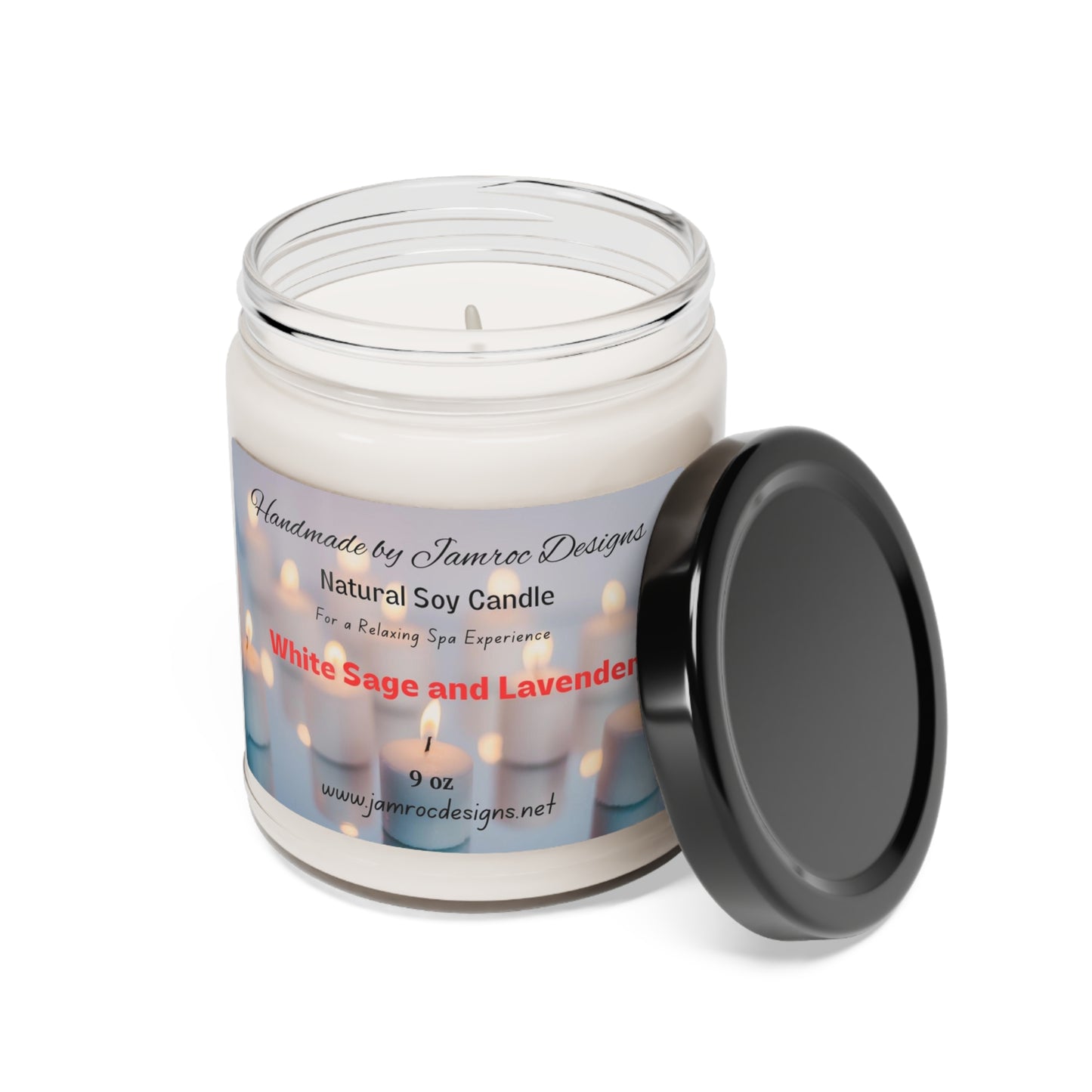 White Sage and Lavender Scented Soy Candle, 9oz