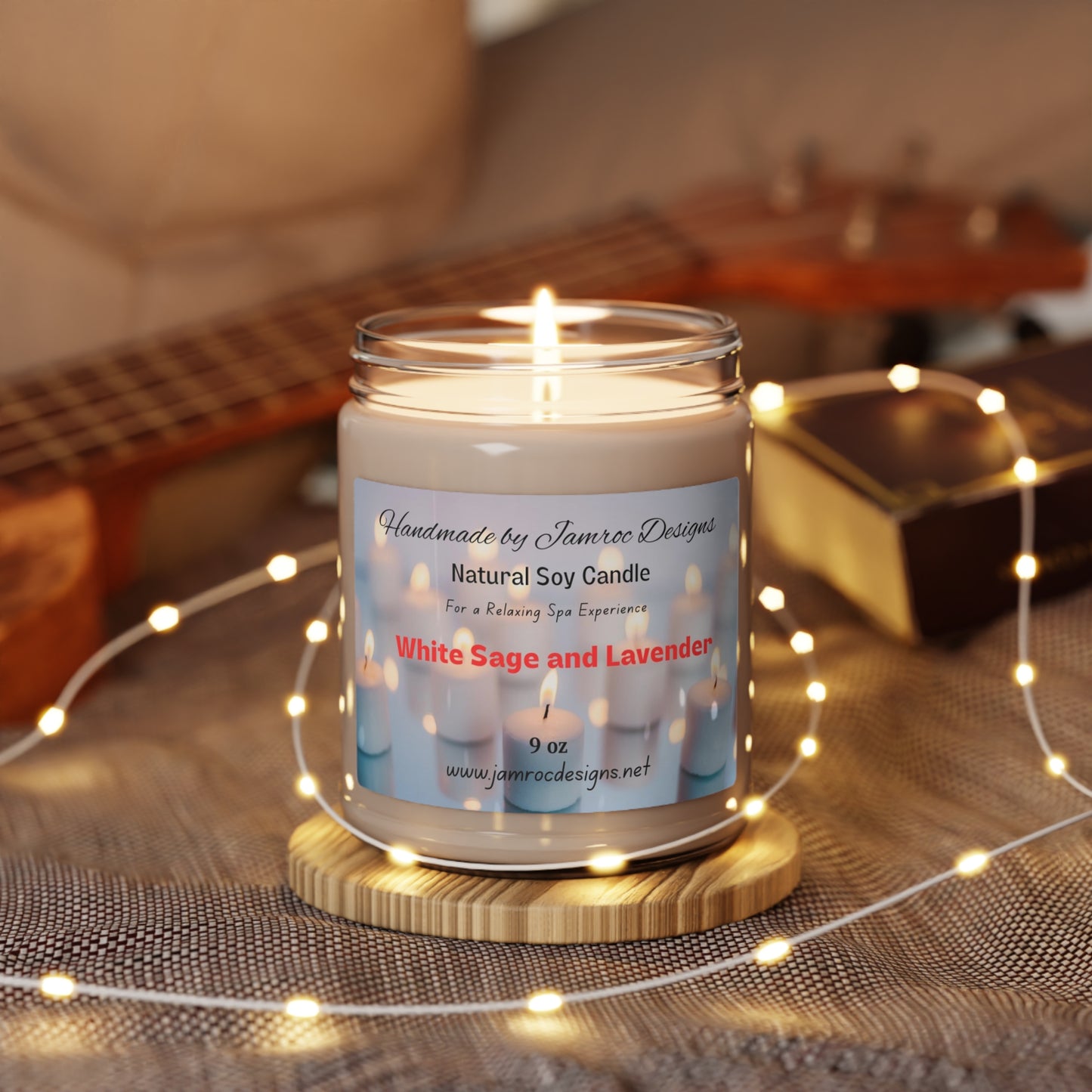 White Sage and Lavender Scented Soy Candle, 9oz