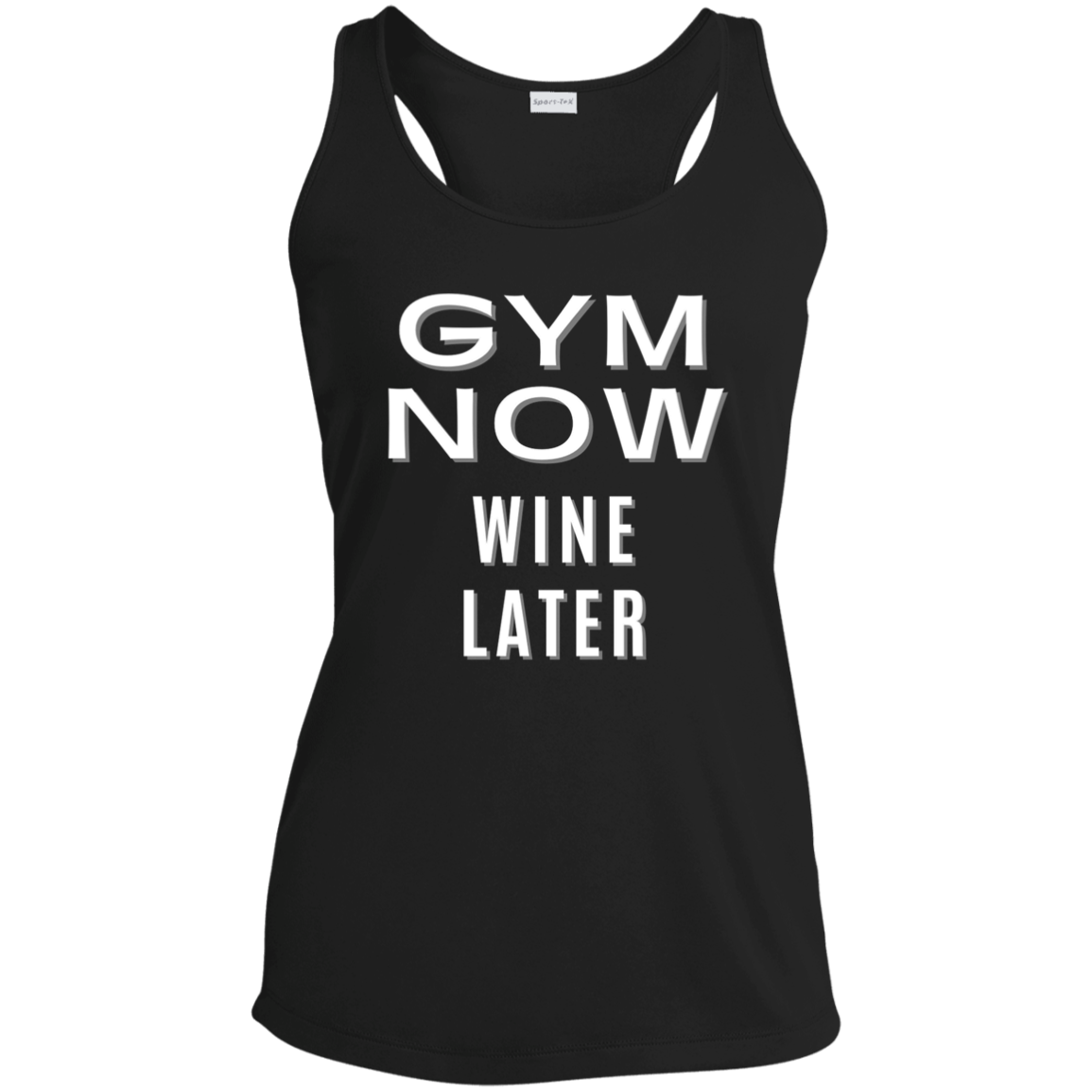 Gym Now Wine Later Ladies' Performance Racerback Tank