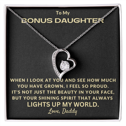 To My Bonus Daughter | You Light Up My World (Forever Love Necklace)