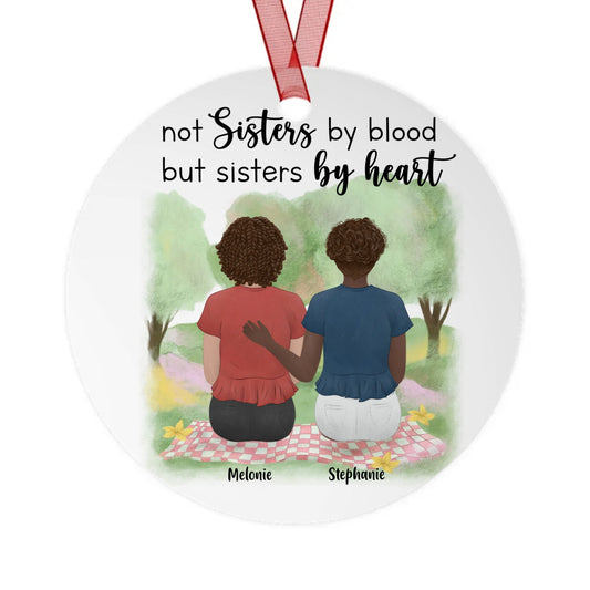Sisters By Heart Metal Ornament