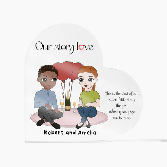 Our Love Story Acrylic Heart