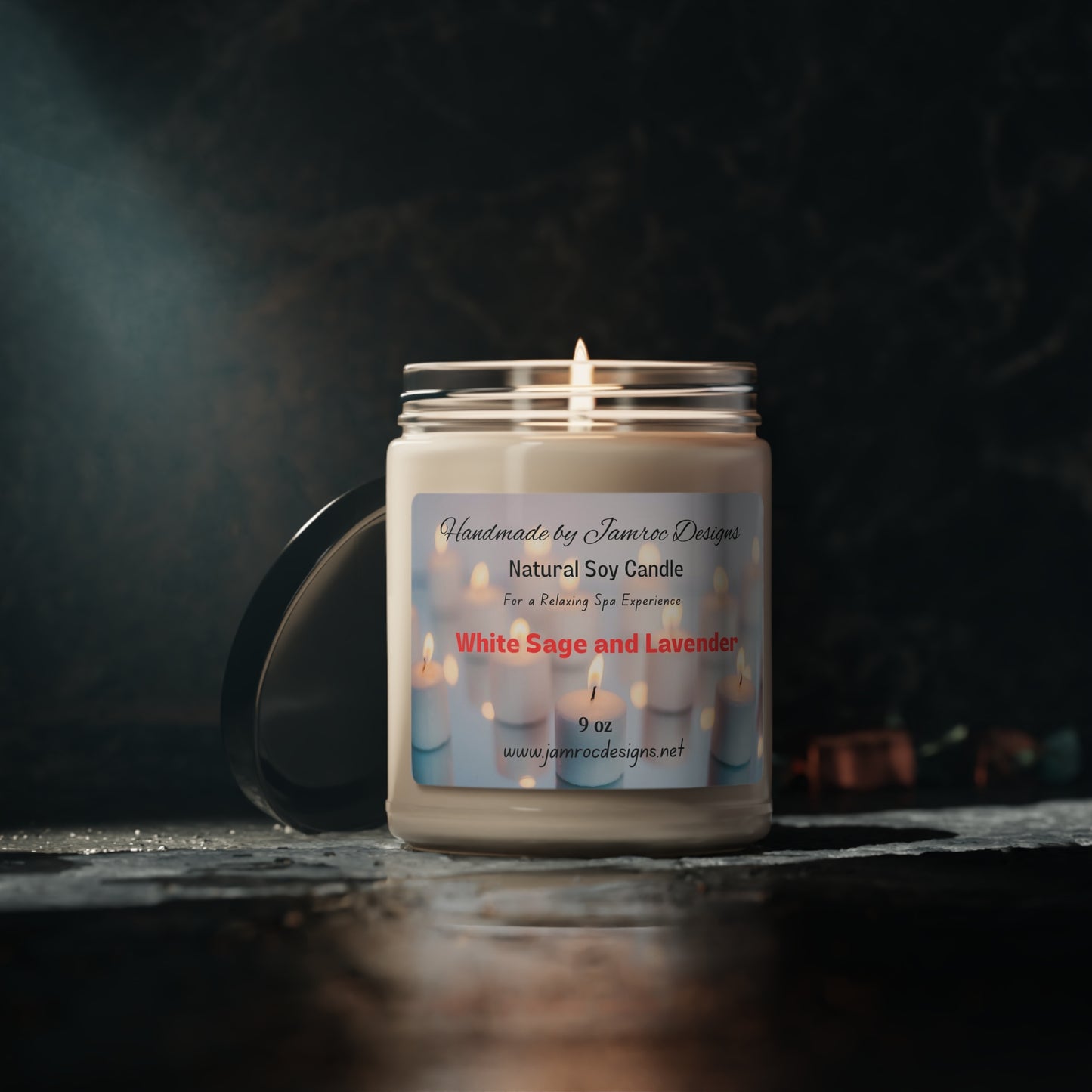 White Sage and Lavender Scented Soy Candle, 9oz