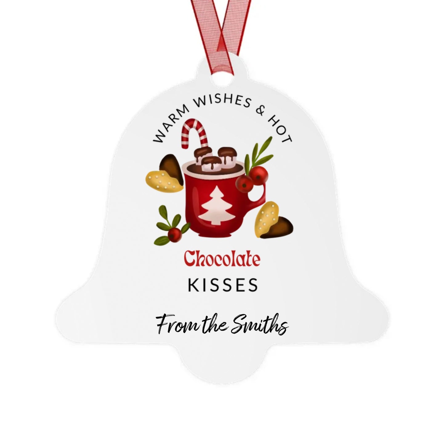 Warmest Wishes and Hot Chocolate Kisses Metal Ornaments