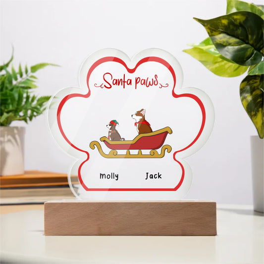 Santa Paws Acrylic Paw Plaque