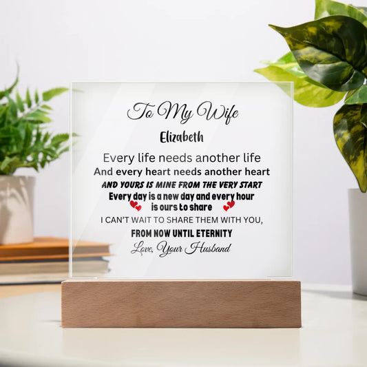 To My Wife | Your Heart is Mine Acrylic Square Plaque