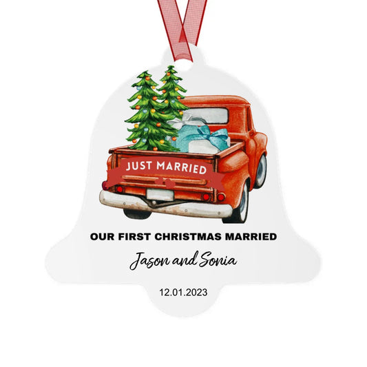 Our First Christmas Married Personalized Metal Ornaments