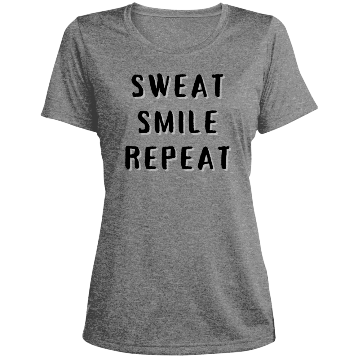 Sweat Smile Repeat - Ladies' Heather Scoop Neck Performance Tee