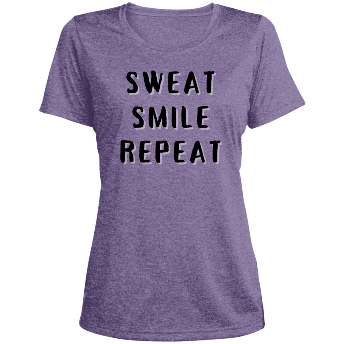 Sweat Smile Repeat - Ladies' Heather Scoop Neck Performance Tee