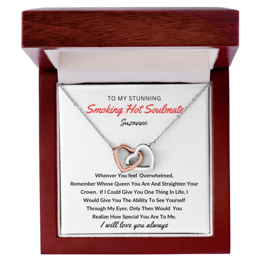 To My Stunning Smoking Hot Soulmate | You are So Special to me, "Personalized" Interlocking Hearts Necklace