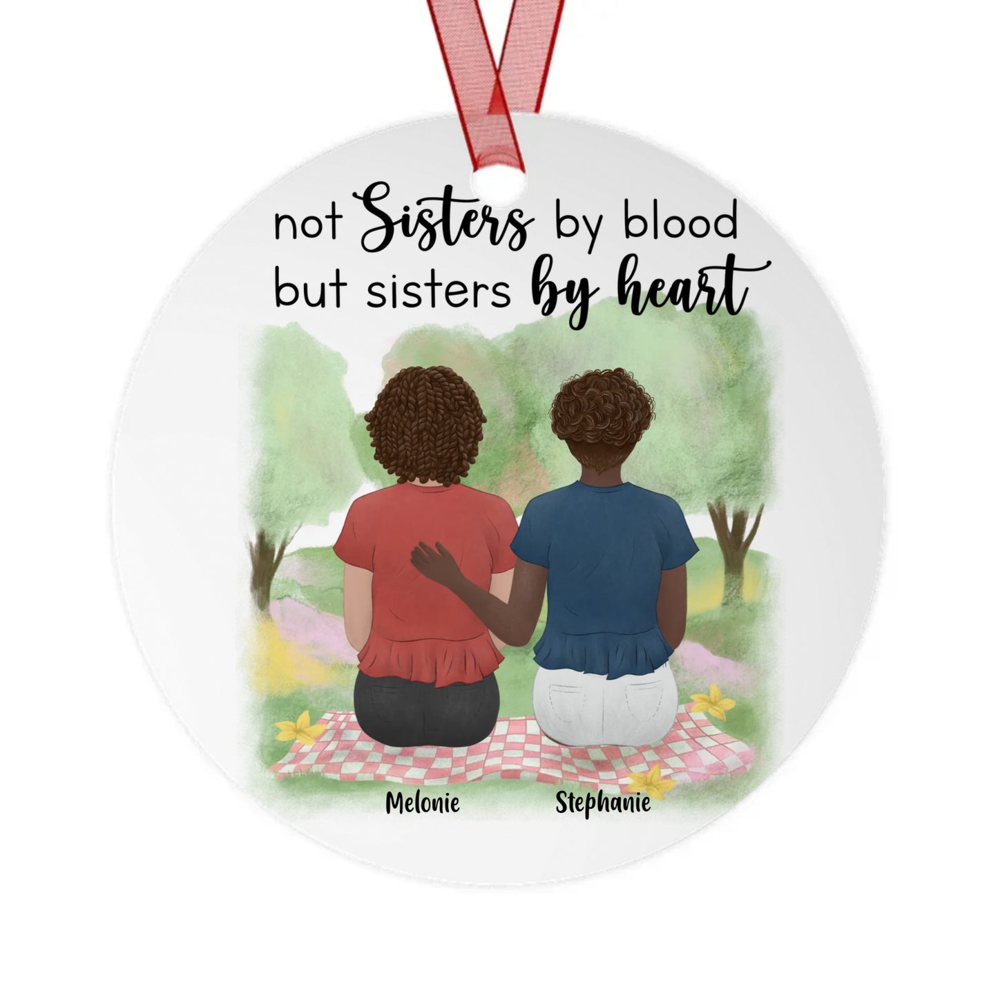 Sisters By Heart Metal Ornament