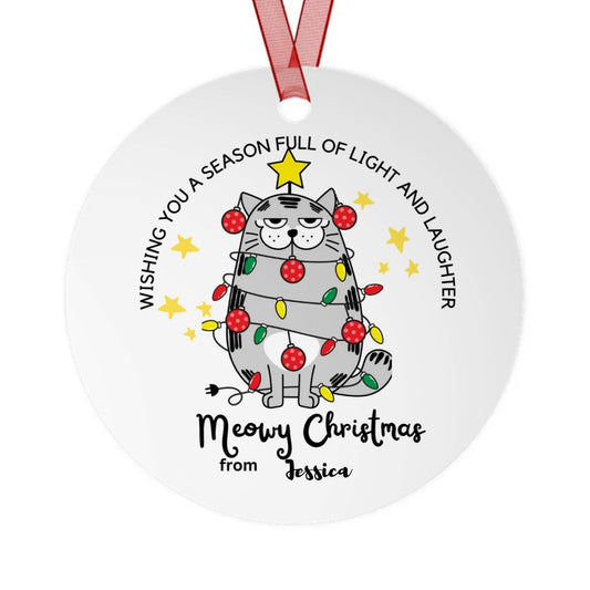 Wishing You a Meowy Christmas Personalized Metal Ornaments