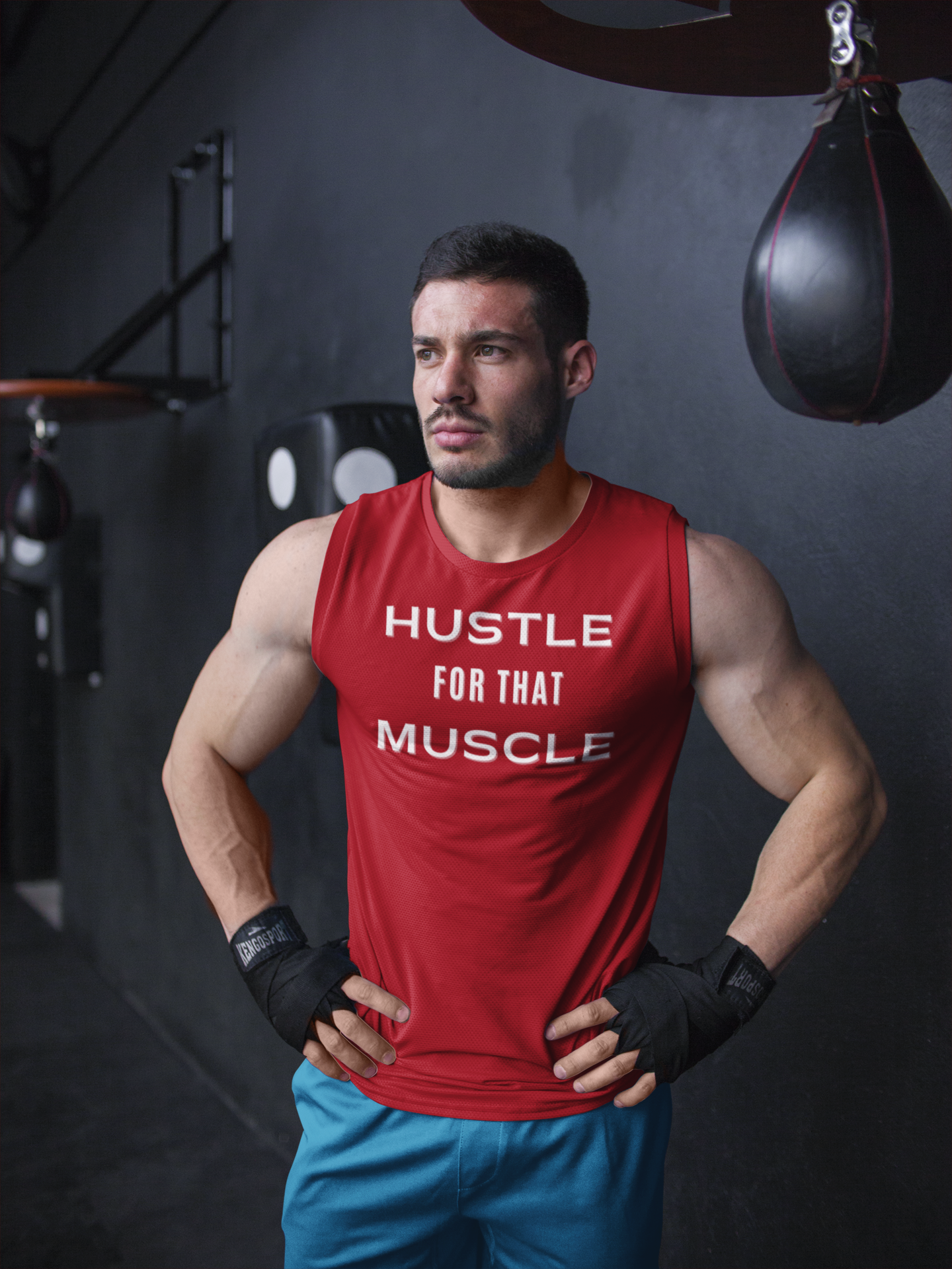 Hustle For That Muscle Men’s Sleeveless Performance Tee