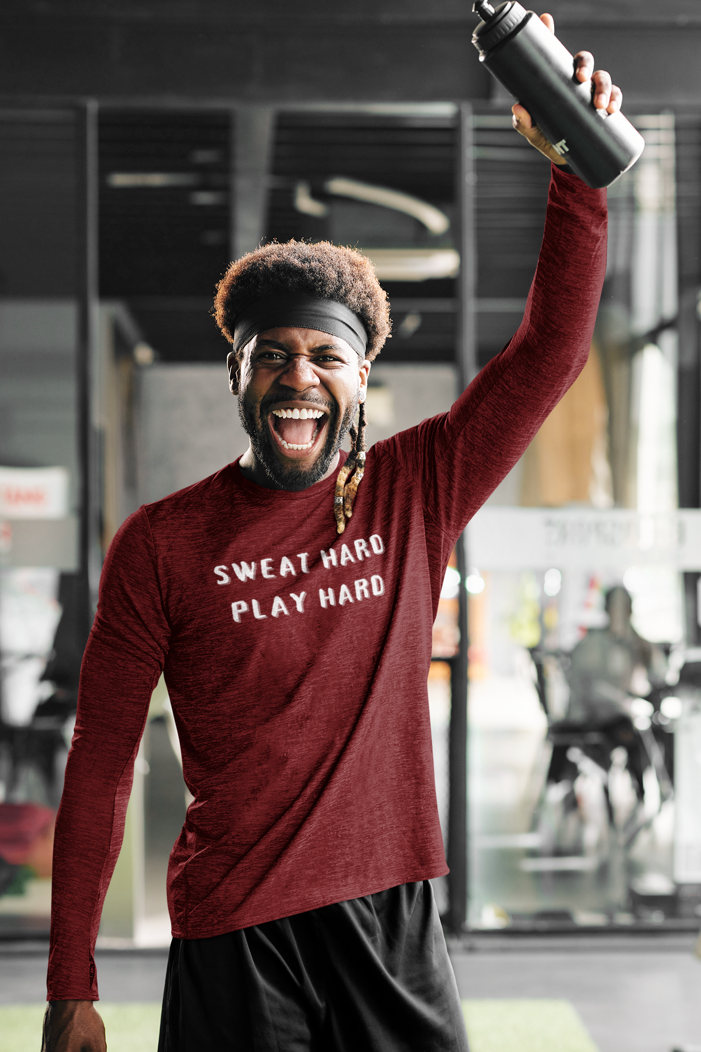 Sweat Hard Play Hard - Men's Essential Dri-Power Long Sleeve Tee