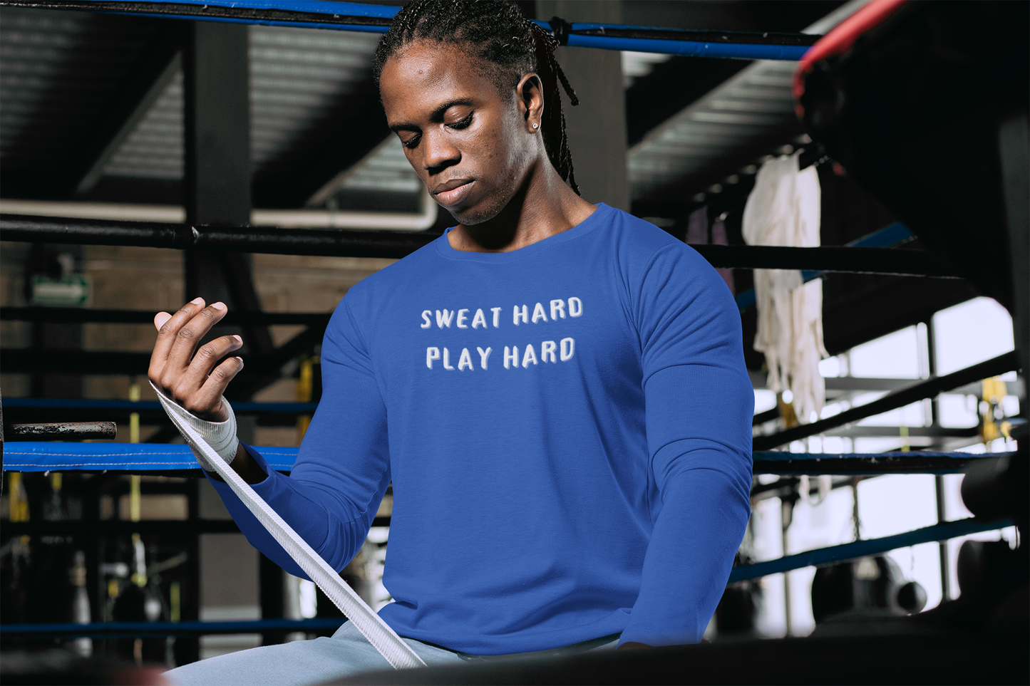 Sweat Hard Play Hard - Men's Essential Dri-Power Long Sleeve Tee